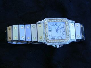 CARTIER Santos Galbee Diamond Automatic 29mm 18k/SS Gold Men/Unisex Wrist Watch 3