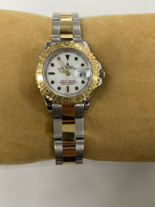 Rolex Yacht - Master 18k Yellow Gold & Steel White Dial 69623 U Serial B/P Tags 3
