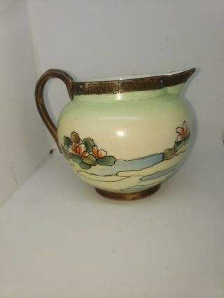 Vintage Imperial Nippon Hand Painted Creamer Pitcher Lotus Flowers