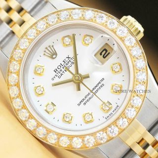 Ladies Rolex Datejust Two Tone 1.  13 Ct Diamond 18k Yellow Gold & Steel Watch