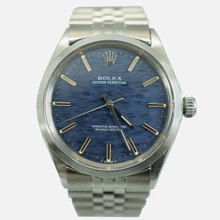 Rolex Oyster Perpetual 1002 Blue Mosaic Men Jubilee Bracelet Watch - 1972