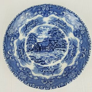 Wh Grindley Co Ltd English Country Inns Blue Saucer Plate Staffordshire England