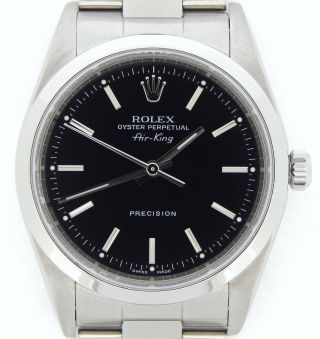 Rolex Air King Precision Men Stainless Steel Watch Black Dial Oyster Band 14000m