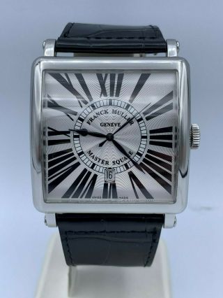 Very Rare Franck Muller Master Square 6000 K Sc Dt R Silver Dial Watch W/ Box