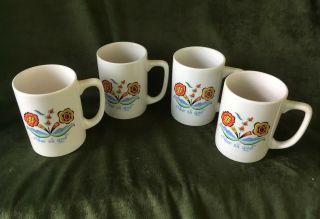 Bergquist Imports Var Sa God - 4 Coffee Cups Berggren Swedish Flower Design