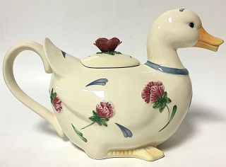 Vintage Lenox Poppies on Blue Barnyard Duck 3 Cup Teapot Server with Lid 2