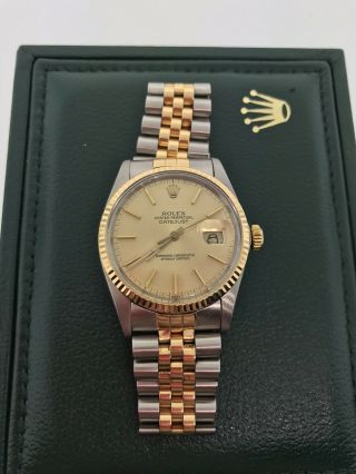 Rolex Stainless Steel & 18k Yellow Gold 1985 Datejust Wristwatch 16013
