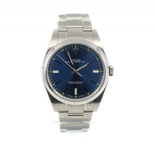 Rolex Oyster Perpetual Blue Dial Stainless Steel Watch 114300