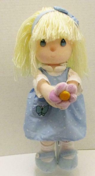 Precious Moments 12 " Soft Doll With Flower Plush Butterfly Blue Polka Dots Toy
