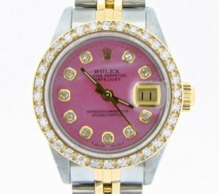 Rolex Datejust Lady 2tone 18k Gold Stainless Steel Watch Pink Mop Diamond 69173