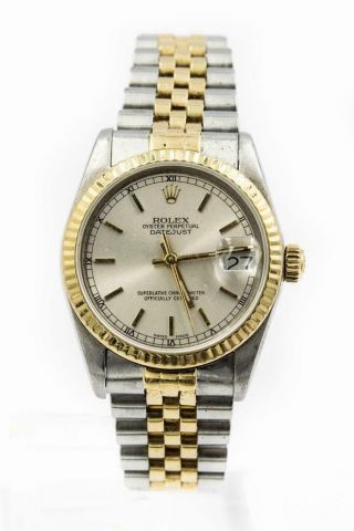 Mid - Size Rolex Two - Tone Datejust Automatic Wristwatch Ref 68273 Circa 1989