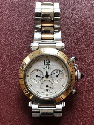 Cartier Pasha 38mm Chronograph Ss/gold/skeleton Back/ Automatic