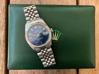 Rolex Datejust Staineless White Gold Blue Dial 36mm Jubilee Serviced