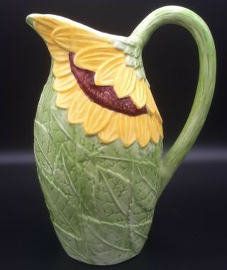 Sunflower Seymour Mann Hand Painted Ceramic Pitcher Floral Flower Planter Vase