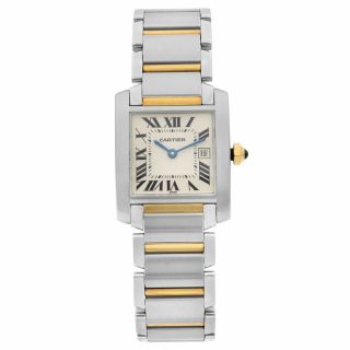 Cartier Tank Francaise 18k Gold Steel White Roman Dial Ladies Watch W51012q4