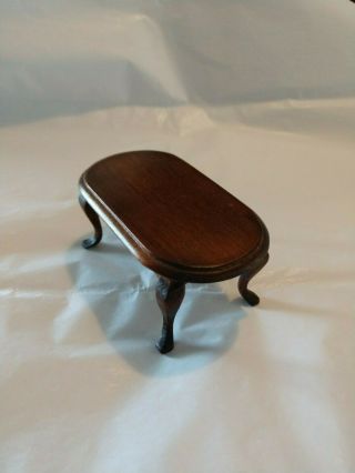 1:12 miniatures oval walnut coffee table by Handley House 2