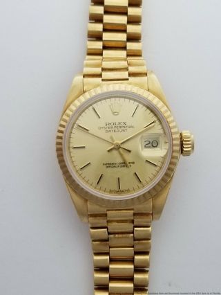 Ladies Rolex 18k Gold President Datejust Sapphire Crystal 6917 Watch
