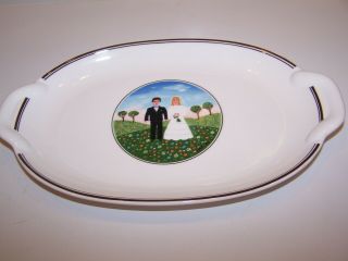 Villeroy & Boch " Naif Wedding " Small Oval Serving Tray Dish 10 " X 6.  5”