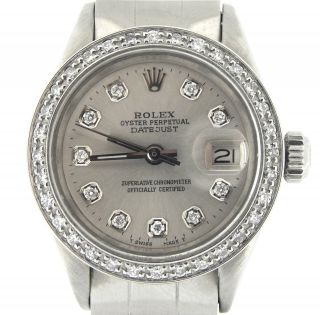 Rolex Datejust Lady Stainless Steel Watch Oyster Silver Diamond Dial And Bezel