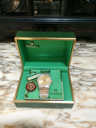 Rolex Oyster Quartz Datejust In Steel &18k Gold Integral Bracelet Watch Diamond