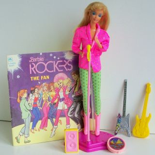 1986 Barbie Rockers Doll 3055,  Picture Book And Display Stand