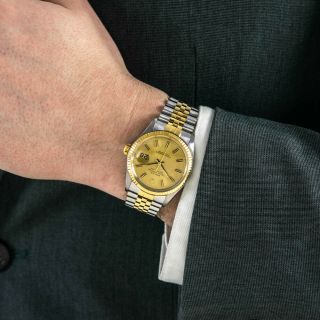 Rolex Men ' s Datejust 36 Yellow Gold & Steel 16013 Wristwatch - Champagne Face 2