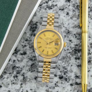 Rolex Men ' s Datejust 36 Yellow Gold & Steel 16013 Wristwatch - Champagne Face 3