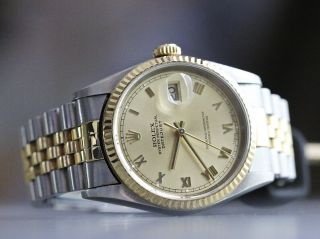 1996 Rolex Datejust 18k Gold Stainless Steel Watch 16233 Men 