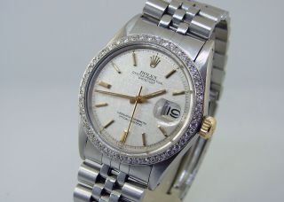 Rolex 14k Gold And Stainless Steel Datejust With Diamond Bezel Mens Watch