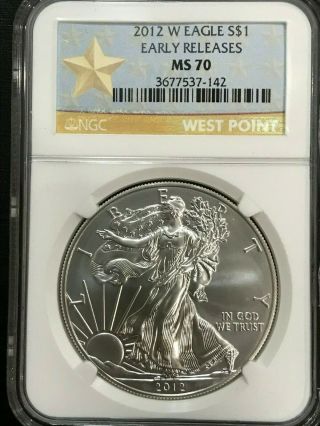 2012 (w) $1 American Silver Eagle Ngc Ms70 Early Releases