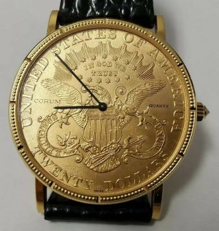 Corum 1896 $20 Dollar Double Eagle Yellow Gold Coin Watch,  1896.