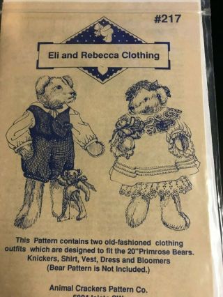Animal Crackers Pattern Co.  Vintage Teddy Bear Clothing Only Pattern 217
