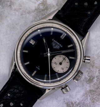 Vintage Heuer Carrera Dato 45 Chronograph Wristwatch Ref.  3147N VERY RARE NR 3