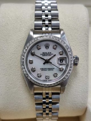 Rolex Ladies Oyster Perpetual Date Just 26mm,  Year 2000 Diamonds