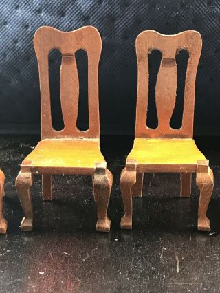Set Of 4 Dollhouse Miniature Wooden Dining Room Chairs 2