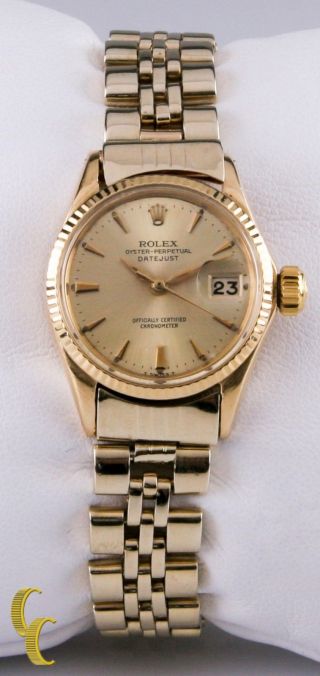 Rolex Womens Oyster Perpetual Datejust 6517 18k Yellow Gold W/ Jubilee Band