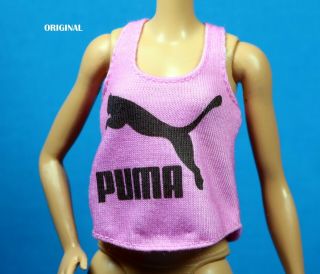 Barbie Puma Print Pink Black Sport Tank Top Shirt Curvy Tall Petite Regular