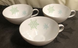 Vintage Harmony House Fine China Snowflake Set Of (3) 4” Coffee Cups