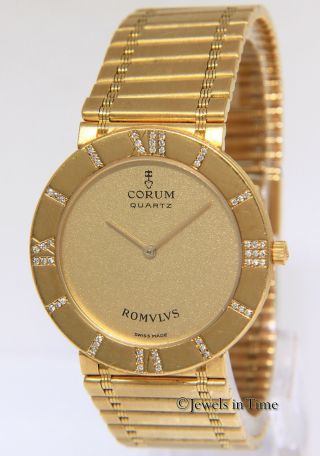 Corum Romvlvs 18k Yellow Gold Diamond Ladies 30mm Quartz Watch Romulus