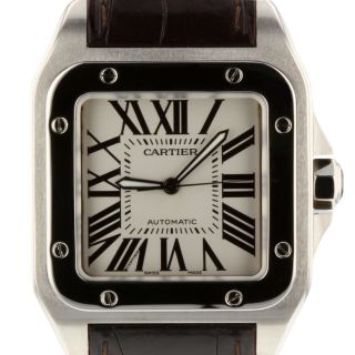 Cartier Santos 100 Large Size Steel Automatic Black Watch W20073X8 2