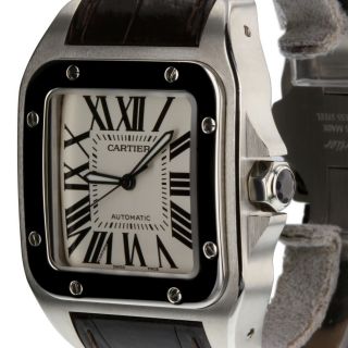 Cartier Santos 100 Large Size Steel Automatic Black Watch W20073X8 3