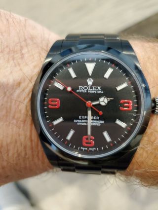 Rolex Explorer I 39mm 214270 Black Pvd,  Box And Papers,  Extra Leather Strap