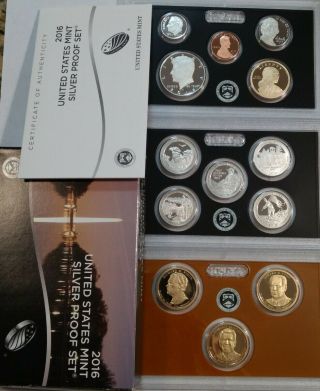 2016 Silver Us Proof Set.  Complete 13 - Coin Set & Ml