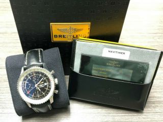 Breitling Navitimer World Black A2432212 Leather Automatic Full Set Swiss Watch
