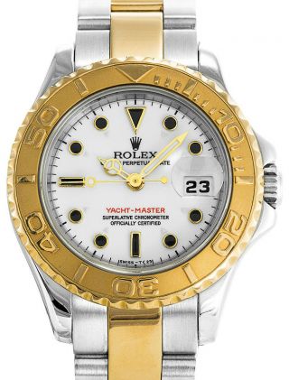 Rolex Yacht - Master 18k Yellow Gold & Steel White Dial Ladies 29mm Watch 69623