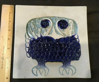 David Gil Bennington Potters Cooperative Design Vermont Owl Trivet Tile 1536