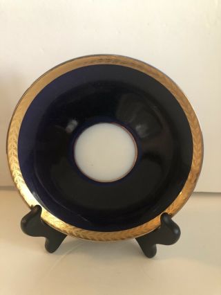 Lomonosov Teacup And Saucer Cobalt Blue With Gold Design.  Vintage EUC 2