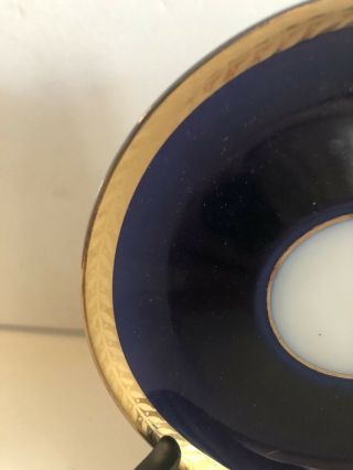 Lomonosov Teacup And Saucer Cobalt Blue With Gold Design.  Vintage EUC 3