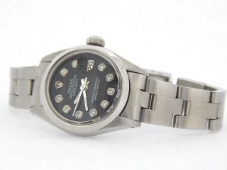 Rolex Datejust Lady Stainless Steel SS Watch Oyster Band Black Diamond Dial 6916 3
