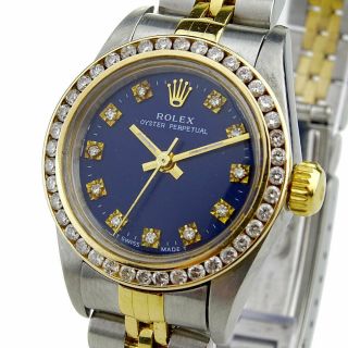 ROLEX LADY OYSTER PERPETUAL STAINLESS STEEL & GOLD CUSTOMISED WRISTWATCH 67193 2